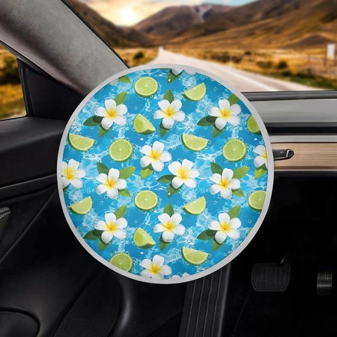 Flower Steering Wheel Sun Shade Cover Protector Car Steering Wheel,Anti-Heat Block Steering Wheel Cover Sun Shade Steering Wheel Sun Heat Shield for Car Truck SUV Van