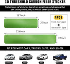 4 PCS Car Door Sill Protectors, Anti Scratch Carbon Fiber Auto Threshold Cover Strips, Decorative Door Entry Edge Scuff Sticker Universal for Most Vehicles, Car Accessories (Green 3D)