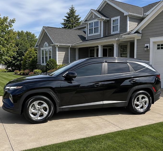 2022-2026 Tape-on Rain Guards for Hyundai Tucson Side Window Deflector Visors SE SEL N-Line XRT Limited Hybrid Durable Tinted Vent Shade 2023 2024 2025