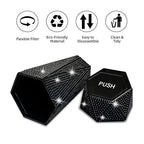 Bling Car Trash Can with Lid, Bling Car Accessories Trash Bin, Leakproof Auto Garbage Can with 30 Trash Bags, Multipurpose Organizers and Storage for Home, Office (Black Diamond)