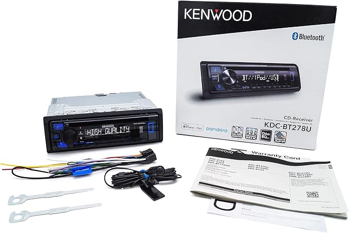 Kenwood KDC-BT278U 1 Line Text Display CD Receiver with Bluetooth (Renewed)