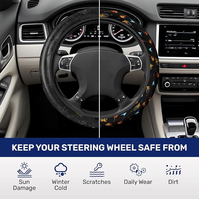 Guitarist Steering Wheel Cover, Non Slip Polyester Car Wheel Protector for Car SUV Truck, Universal 15 Inch