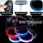 2PCS LED Car Cup Holder Lights, Light up Car Coasters for Cup Holders 7 Color-Changing Light Up Cup Holder Insert Coasters, Waterproof Car Accessories for Teens, Car Gifts for Men & Women