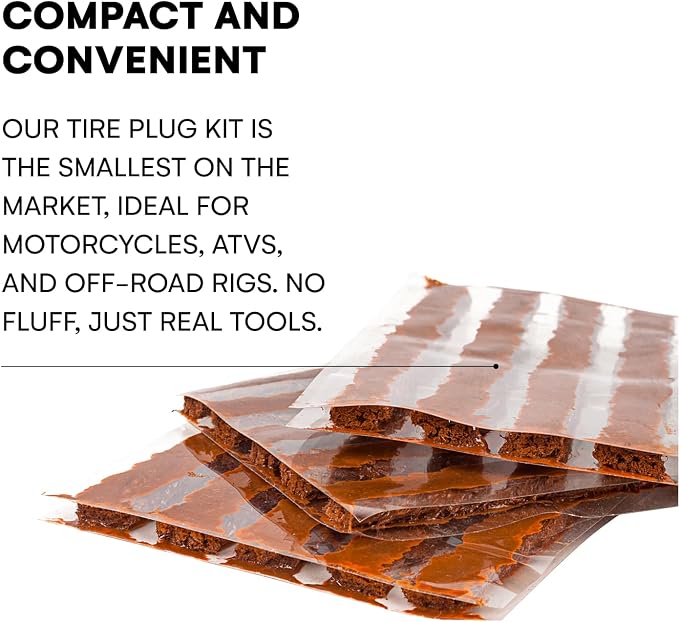 Compact Tire Repair kit with Molle Storage Pouch. Heavy Duty Universal Tire Plug Kit, Easily Stores Inside Your UTV, ATV, Truck, Motorcycle, Overlanding Gear or RV