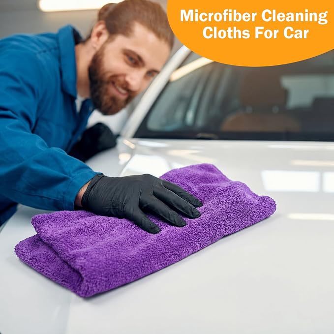 16 Pcs Car Microfiber Towels Buffing Drying Wash Cleaning Cloths Plush Large Towels Thick Care Polishing Detailing Waxing Scratch Proof Towel, 15.75 x 15.75 Inch (Multicolor)