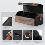 Car Trunk Organizer for SUV and Sedan, Orange‑Stripe Plaid, 29.5 in | Dual‑Material Dual‑Tone Craft, Extra Large, Leather Storage Box, Magnetic Lid, Collapsible & Adj, Water‑Resist & Dust‑Proof