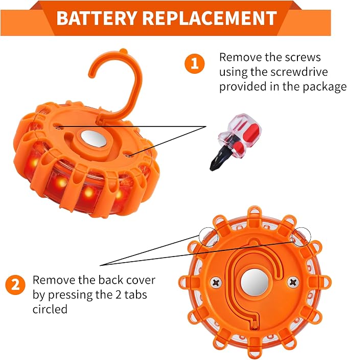 6 Pack LED Road Flare Warning Lights Battery Powered Emergency Roadside Safety Beacons