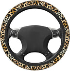 Leopard Print Neoprene Steering Wheel Cover Anti-Slip Elastic Cheetah Print Steering Wheel Protector 15in Universal Car Accessories Fit Cars, SUVs, Auto