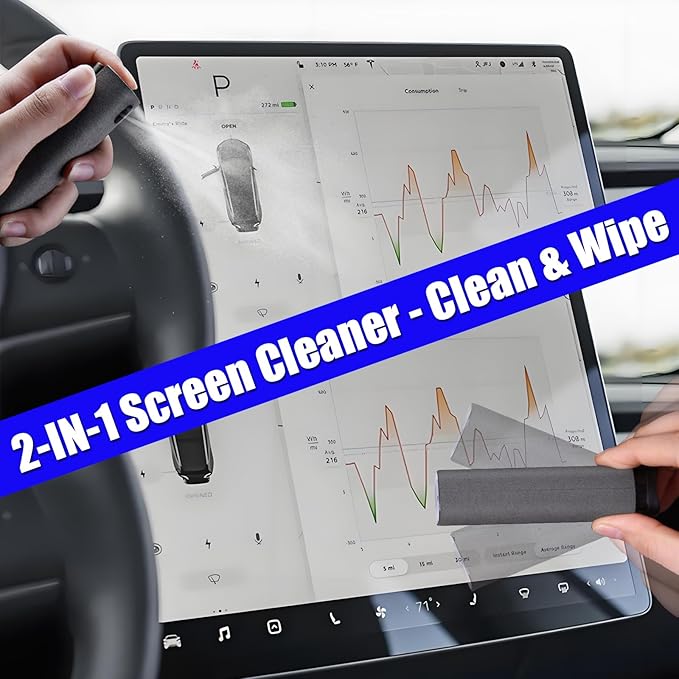 9PCS Interior Cleaner Kit for Tesla Model Y/3/S/X Accessories | Foam Seat Cleaner Safe for Tesla Black & White Vegan Leather, Car Detailing Kit with Screen Cleaner, Plastic Restorer