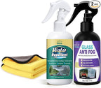 Anti-Fog and Rain-Repellent Spray Kit – Fast-Acting Defogger and Waterproof Spray for Clear Vision, Easy Spray for Car Windshields, Windows, Mirrors, Glasses, Goggles and Helmets (2-Pack)