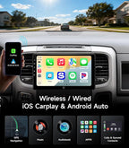 Car Radio Stereo for Dodge Ram 1500 2500 3500 13-18, CarPlay Android Auto | 10.2-inch HD touchscreen, 64G storage, 5G WiFi GPS, wireless phone link, Bluetooth FM AM SWC, plug-and-play, HD backup camera