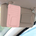 Car Sun Visor Organizer 6.02" x 4.76" Leather Multi-Pocket Visor Card Sleeve Pocket Car Truck SUV Interior Storage Pouch for Driving License Credit Cards Bills Sunglasses, Pink