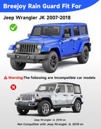 in-Channel Window Visors Rain Guards Fit for Jeep Wrangler JK 2007-2018, Window Rain Guards Vent Visors, Window Deflector Vent Shades for Jeep Wrangler JK 07-18, Car Accessories -4 pcs