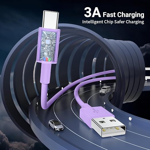 Car CarPlay Cable for iPhone 17, 16, 15 USB C Charger Cord, 3-Pack 3FT USB A to USB C Charging Cable for Apple iPhone 17/17 Pro/Air/16e/16/15 Pro Max/Plus Cord, for iPad Pro/Air,Purple