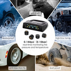 TM2 RV Tire Pressure Monitoring System, Tire Pressure Monitor with Solar Charge, TPMS with 4 Sensors(Max. 10) & 6 Alarm Modes, Color LCD Display, 0-144PSI for RV/Trailer/Truck/SUV/Fifth Wheel