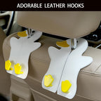 Car Seat Back Hooks - Double Hook Headrest Hanger for Purse, Bags, Groceries & Phone Holder - Universal Fit for Car, SUV, Truck - Heavy Duty Metal & Premium Leather Organizer