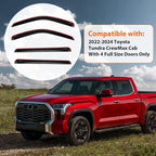 Window Visor Rain Guards Compatible with 2022-2024 Toyota Tundra CrewMax Cab with 4 Full Size Doors, Tape On Style Acrylic 4pcs Wind Deflectors Vent Visors for Trucks Accessorie