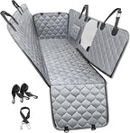 Dog Car Seat Cover with Mesh Window, 100% Waterproof Pet Seat Cover for Back Seat, Scratchproof Dog Hammock for Cars, Trucks, SUVs, Jeeps (Gray)