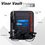 Car Sun Visor Organizer, Sunvisor Organizers with Sunglass Holder & Card Sleeve Pocket, Leather Car Sunglass Holder for Most Vehicle of Trucks, SUVs, Black