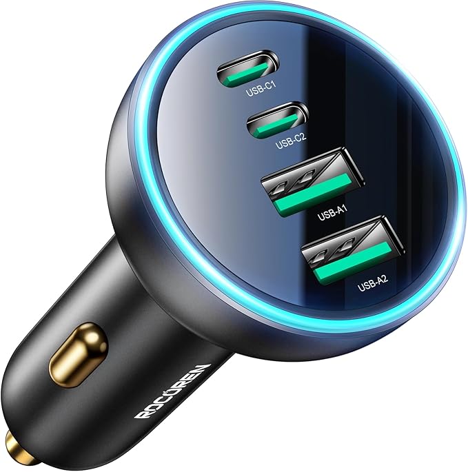 70W USB C Car Charger, 4-Port PD Super Fast Charging Type C Car Charger for Multiple Devices, Cigarette Lighter Adapter, USBC Phone Adapter for iPhone 17/17 Air/16/15 Pro Max,Samsung S25,Piexl
