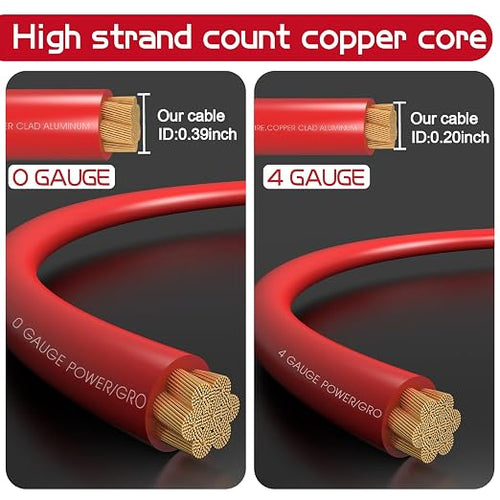 0 Gauge Dual Amp Wiring Kit Make Connections and Bring Power to Your Radio,Subwoofers and Speakers