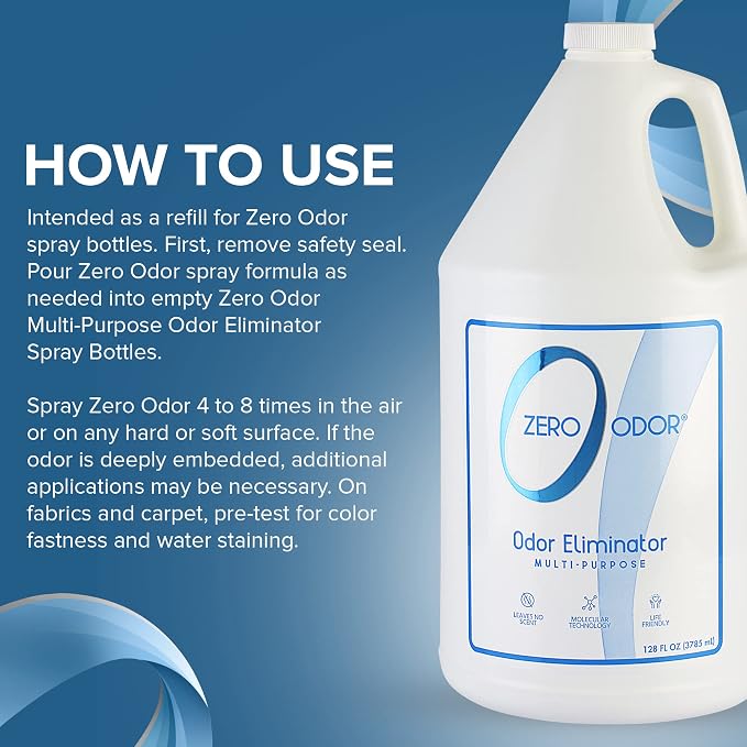 Multi-Purpose Odor Eliminator, Air and Surface Odor Remover for Home, Bathroom, Kitchen, and Closet, Refill, 128 oz