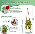 Crochet Hanging Plant for Car,Car Decorations Interior,Plant Aesthetic Car Accessories for Women Interior Cute,Car Ornaments Charms for Rear View Mirror,Boho Car Decoration Gifts
