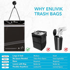 Disposable Car Trash Bag - Large Capacity - Car Garbage Bag Hanging from Headrest - Easy to Stick-On, Leakproof, Smellproof Car Trash Can - Ideal for Travel, Camping, and Home Use (All Black, 50)