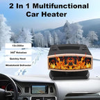 Portable Car Heater and Defroster, 12V Car Heater that Plugs into Cigarette Lighter, 200W Fast Heating Windshield Defroster Defogger, 360° Rotatable Car Heaters for Vehicle,RV,SUV(Black&Gold)