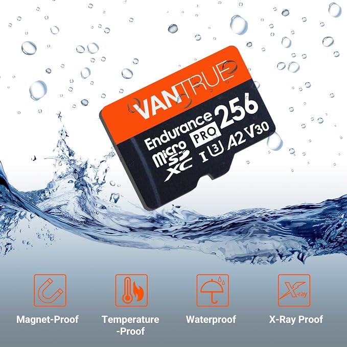 256GB microSDXC UHS-I U3 4K UHD Video High Speed Transfer Monitoring SD Card with Adapter for Dash Cams, Body Cams, Action Camera, Surveillance & Security Cams