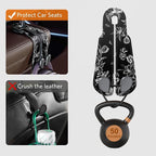 CoBak Purse Hook for Car - Universal Premium Stitched Leather and Aluminum-Magnesium Alloy Double Car Seat Back Storage Hook for Purses, Handbags, Bags (2 Pack),Floral Trace