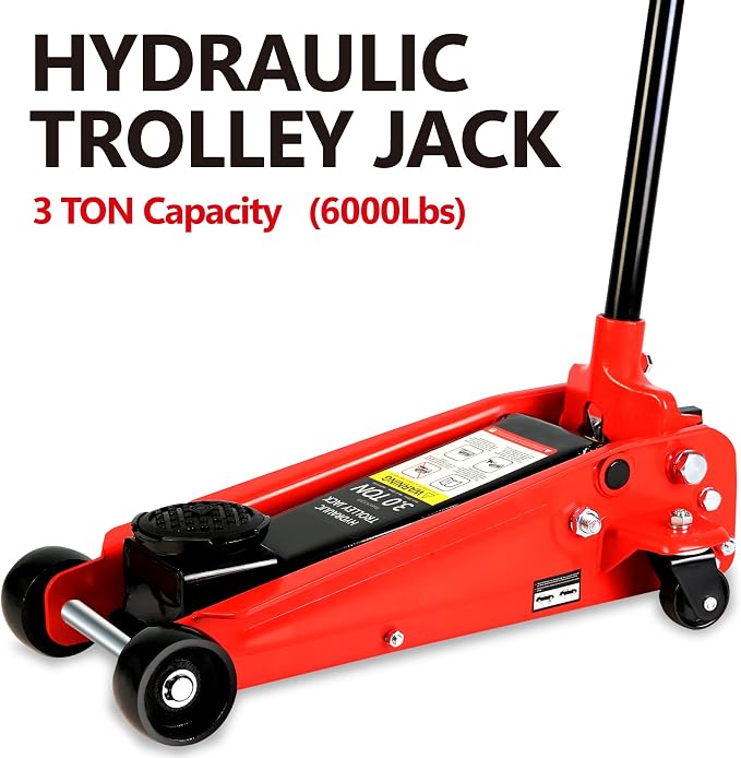 Floor Jack 3 Ton(6,000 lbs) Low Profile Capacity Fast Lift Service Jack Steel Heavy Duty Hydraulic Car Jack with Quick Lift Pump for Sport Utility Vehicle, Lifting Range 5.1"-20",Blue