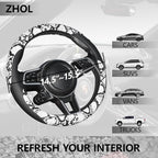Snake Skin Steering Wheel Cover Leather 14.5-15 Inch, Reversible Car Steering Wheel Cover for Women Men, Anti-Slip Design, Universal Fit for Cars, SUVs, Black&White