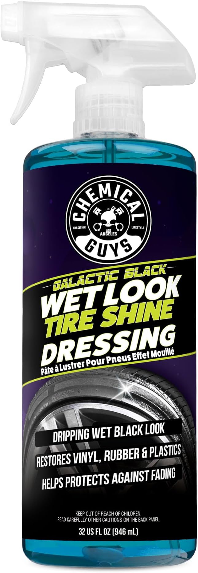 Galactic Black Wet Look Tire Shine Dressing, for a Whole New Level of Shine and Depth of Black, Safe for Cars, Trucks, Motorcycles, RVs & More, 32 fl oz