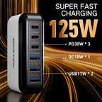 Multi Ports USB Car Charger, Fast Charge 125W 14A Quick Charge 3.0 & USB-C PD Car Charger Adapter with Smart Identification for Cell Phones, Tablets and Other USB Devices