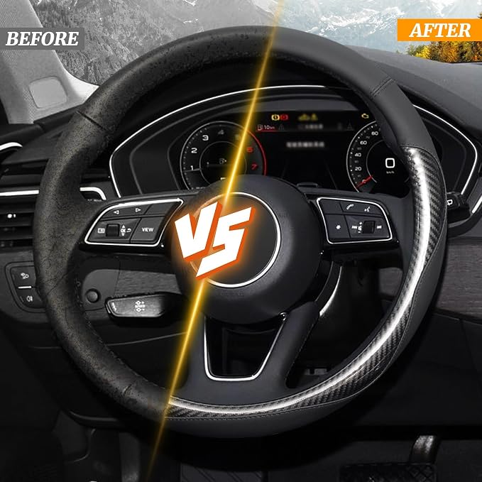 Carbon Fiber Steering Wheel Cover, Universal 15 inch Black,Anti-Slip, Odorless