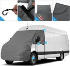 600D RV Windshield Engine Cover for Benz Sprinter 2019-2026 | Fits W906 Sprinter Vans, Mirror Cutouts, All Weather Blackout Privacy