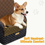 Waterproof Dog Car Seat for Small Medium Dogs, 6in Memory Foam Pet Booster Seat for Dogs up to 26 lbs with Pockets, Detachable Washable Pet Carseat with Y-Shape Safety Belt