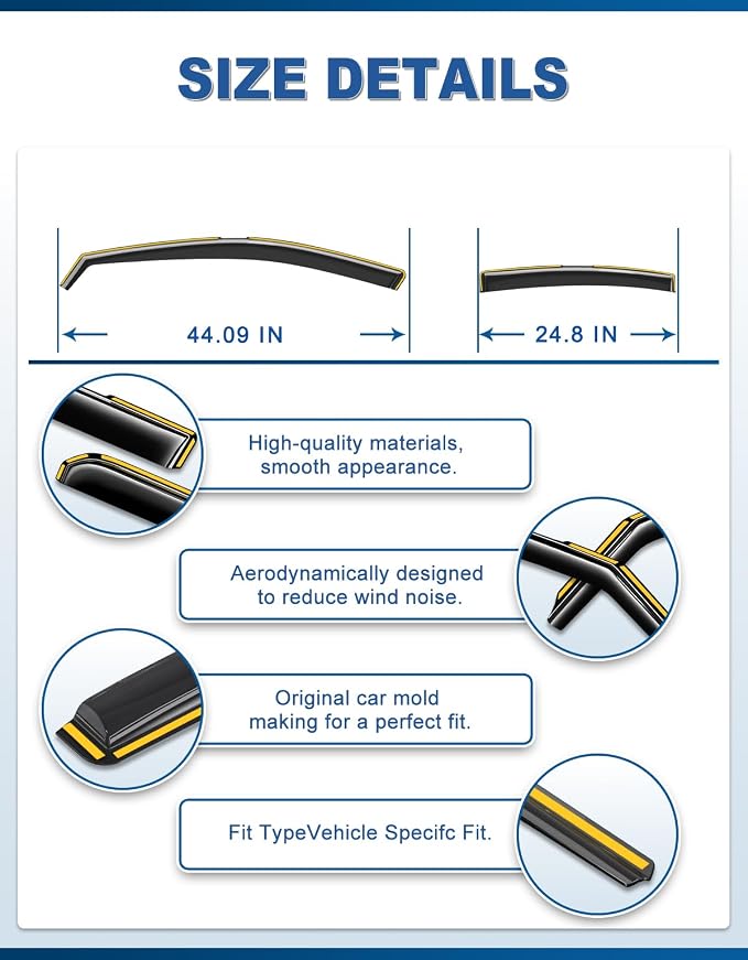in-Channel Window Rain Guards Fit for Toyota Camry 2025 2026,Rain Guards Visors Vent Visors Window Deflector, Vent Shades Car Accessories -4 pcs
