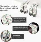 CoBak Purse Hook for Car - Universal Premium Stitched Leather and Aluminum-Magnesium Alloy Double Car Seat Back Storage Hook for Purses, Handbags, Bags (2 Pack),Tulip