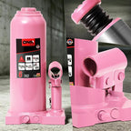 6 Tons / 12000 lbs Lifting Automotive Welded Hydraulic Bottle Jack for Car SUV Pickup Truck, Auto Repair, with Manual Handle & Carrying Storage Case, Pink