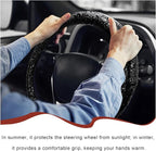 Sun Walker Leather Car Steering Wheel Cover, 15" Anti-Slip Crocodile Pattern Wheel Protector with Rose Grain, Comfortable Grip Steering Wheel Protector Universal for Cars SUVs Trucks (Black)