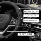15 Inch Car Leather Steering Wheel Cover, Automotive Accessories Elastic Breathable Anti-Slip Soft Wheel Protector Fits Men and Women, Suitable for SUVs, Trucks, Vehicles and RVs (Black)