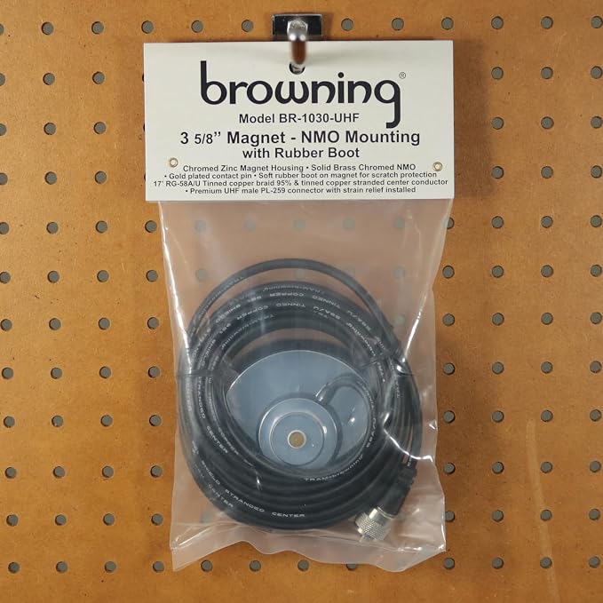 Tram-Browning BR-1030-UHF 3-5/8-In. NMO Magnet Mount with Rubber Boot and Preinstalled UHF PL-259 Connector, Chrome