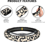 Vintage Groovy Flowers Steering Wheel Cover, Elastic Non-Slip Steering Wheel Protector,Auto Interior Decor for Women Girls,Universal 15" Fit for Sedans,Trucks