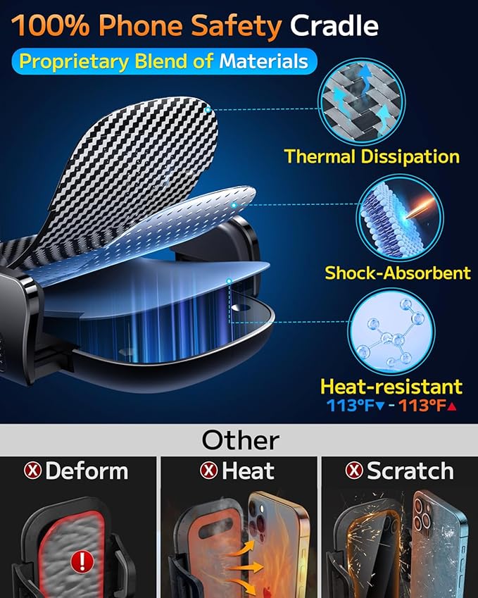 Phone Holders for Your Car with Military-Grade Suction Phone Stand for Car [Super Stable] Automobile Car Mount for iPhone Universal Car Dashboard Windshield Mount Fit iPhone Smartphones