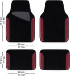 Waterproof Universal Fit Car Floor Mats, Car Mats Fit for SUV,Vans,sedans, Trucks,Set of 4pcs Car Carpet with Driver Heel Pad（Black and Burgundy）
