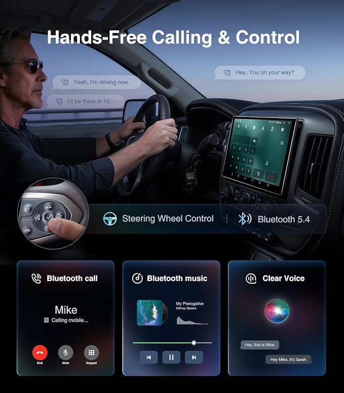 11.5" 8core 4G+64G Car Radio for GMC Sierra Chevy Silverado 2014-2018 | 5G WiFi 6 Bluetooth 5.4 Carplay/Android Auto/GPS/AM FM Radio/1080P SWC/Backup Camera Upgrade Stereo Head Unit Replacement