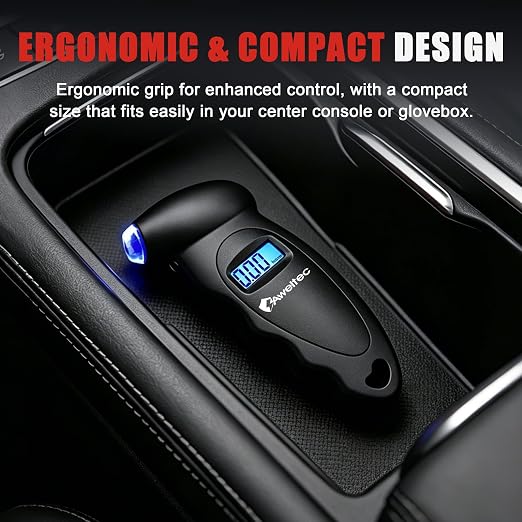 Digital Tire Pressure Gauge,Accurate Cars Air Gauge 150 PSI,Black | 0-150PSI Calibrated,Accurate in 0.1 Increments,4 Measurement Units,Backlight LCD&Nozzle Light,for Everyday Vehicles
