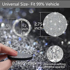 2pcs Bling Car Cup Holder Coasters & 2pcs Push Start Button, 2.75 inch Anti-Slip Shockproof Universal Vehicle Coasters Insert, Bling Car Interior Accessories for Women Suits for Most Cars (White)